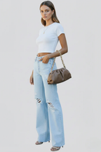 Women's High Waist Distressed Wide Leg Jeans Relaxed Fit