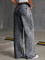 Women's Stretch Loose Wide Leg Straight Jeans Trousers