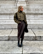 Women's Vegan Suede Leather Jacket Oversized Stylish Coat