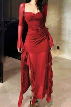 Women’s Long Sleeve Ruffle Dress Elegant Relaxed Fit