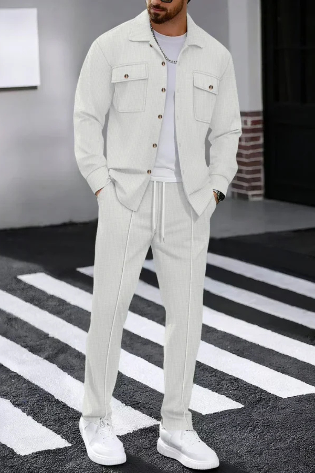 Men’s Two Piece Overshirt Set for Smart Casual Wear