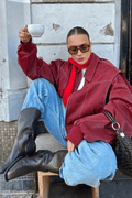 Women’s Premium Vegan Leather Bomber Jacket Timeless Fit