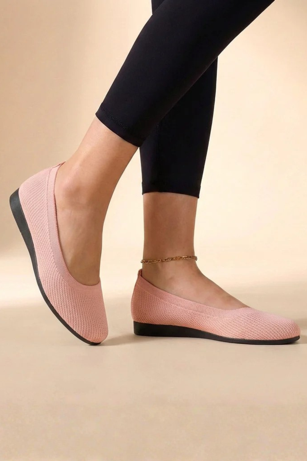 Women's Knit Slip On Ballet Flats Round Toe Comfortable Shoes