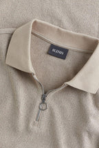 Men's Comfortable Knitted Polo Shirt Short Zip Collar
