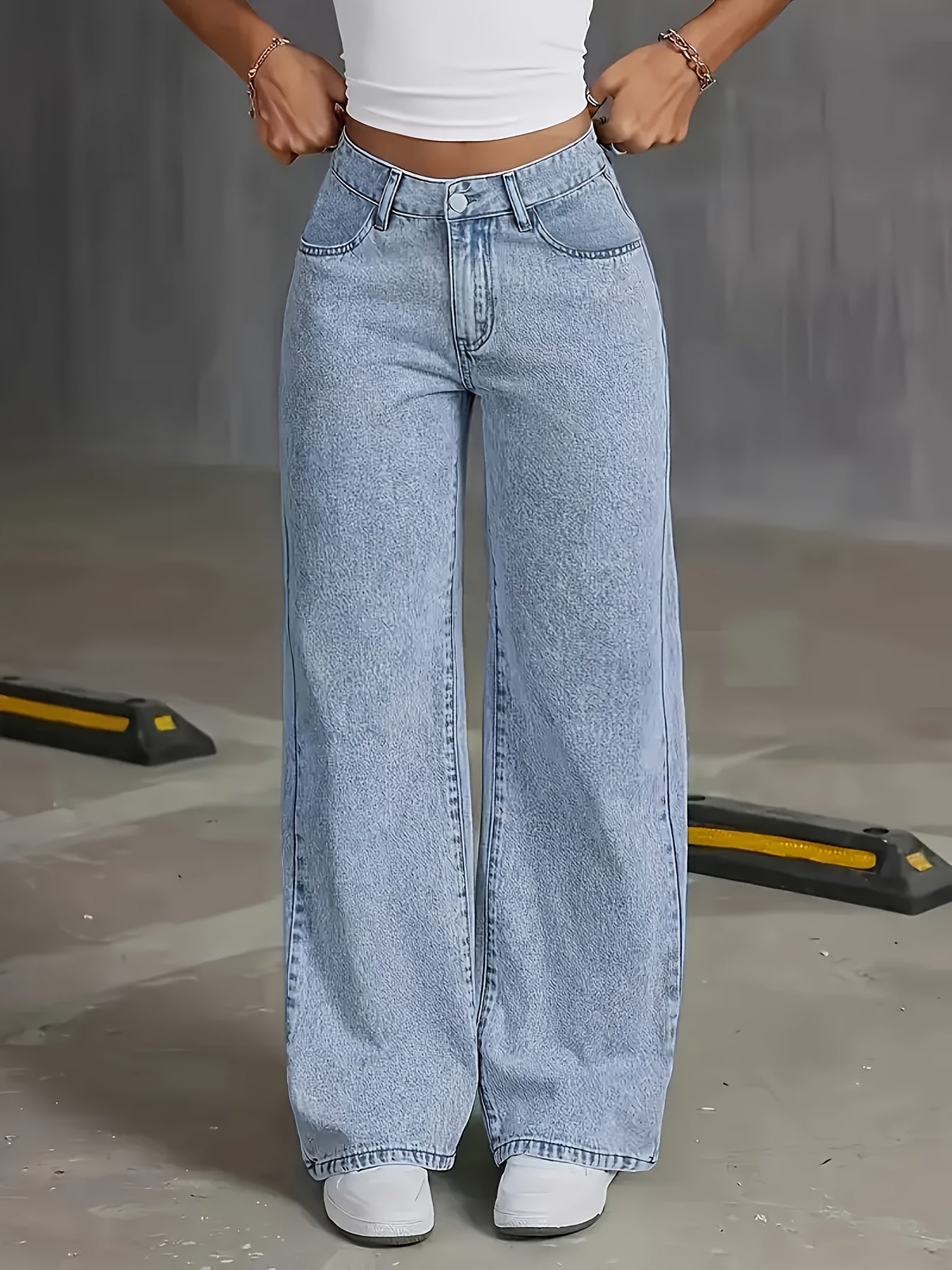 Women's High Waist Tummy Control Straight Leg Jeans