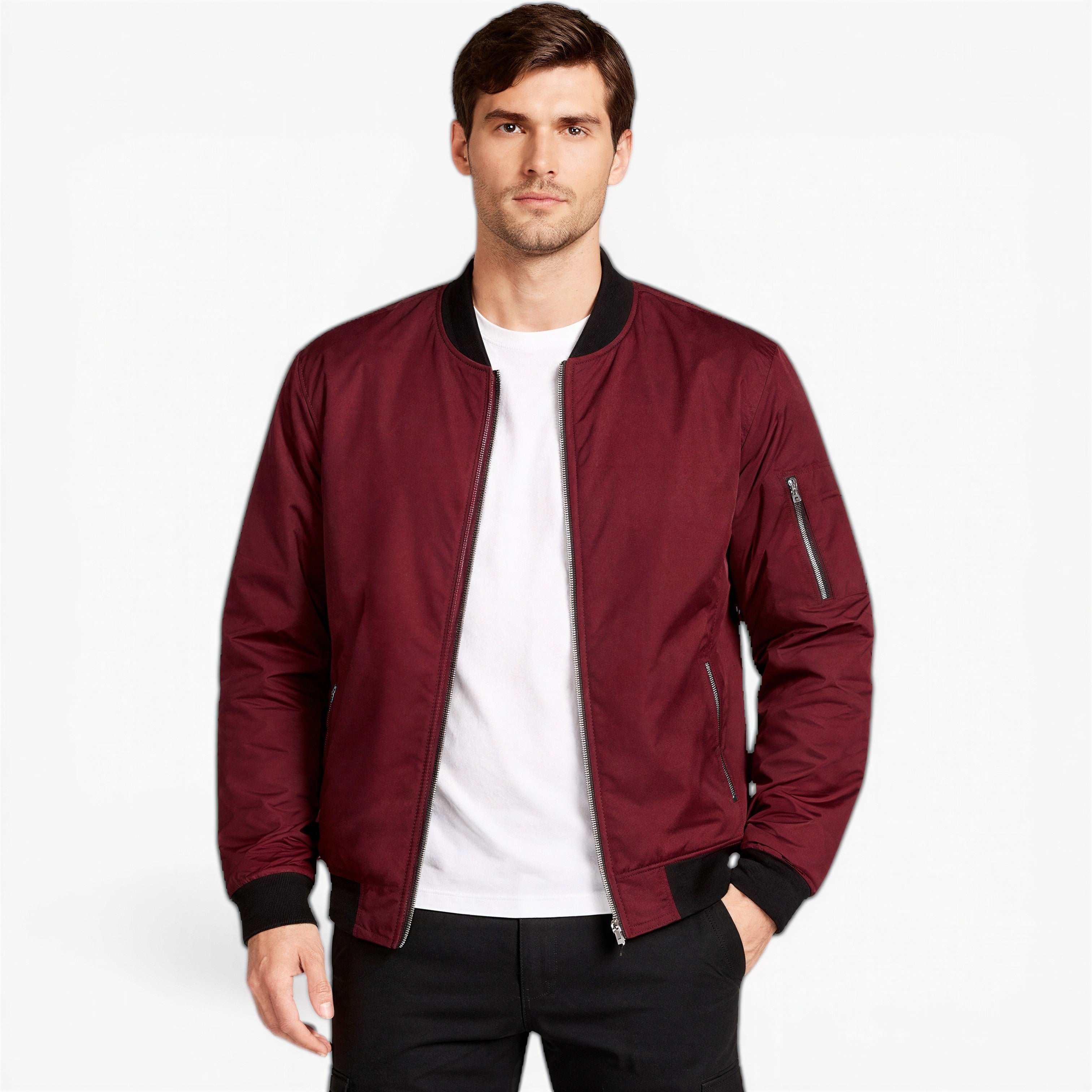 Men’s Classic Bomber Jacket Wind-Resistant Casual Outerwear