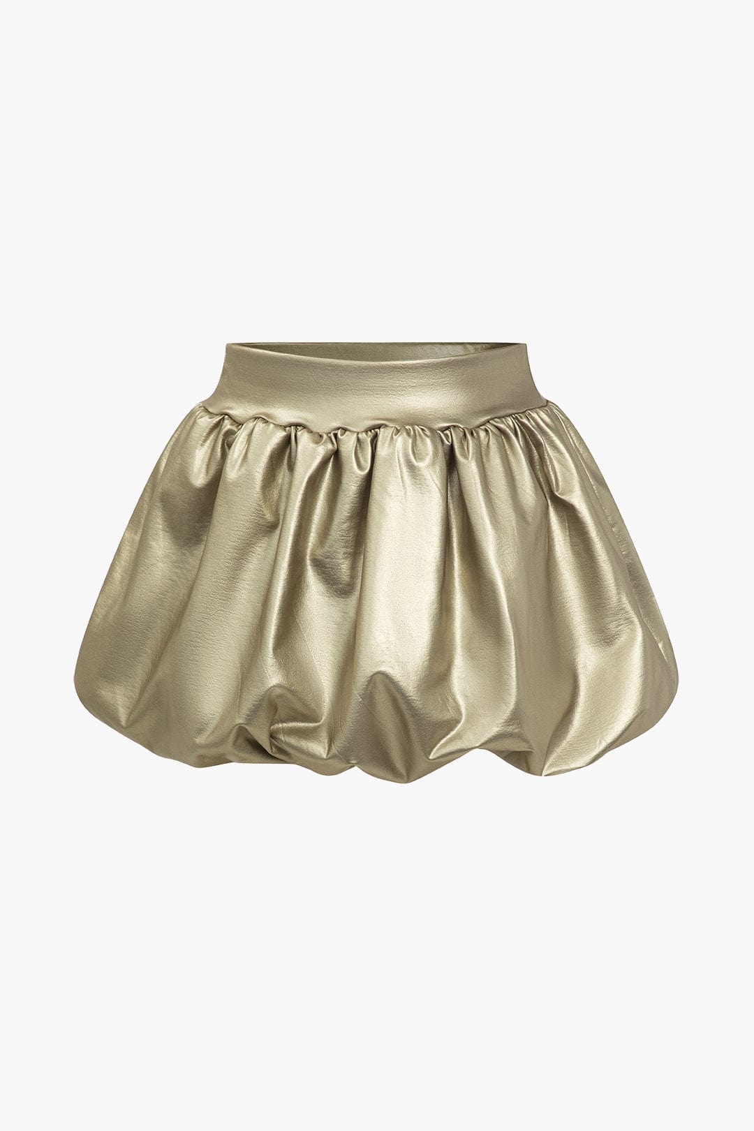Women's High Waist Balloon Skirt Glossy Faux Leather