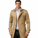 Men’s Longline Trench Coat Classic Structured Transitional Fit