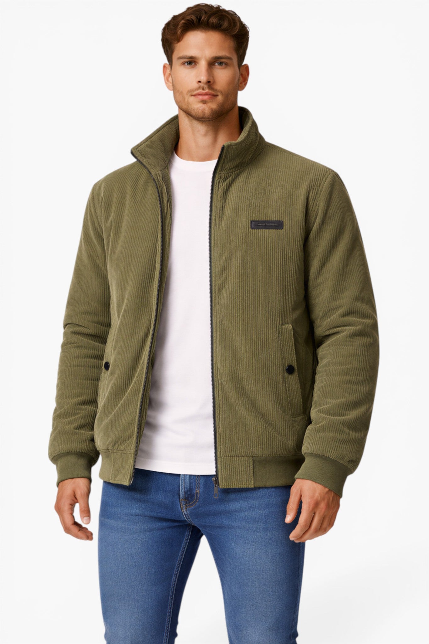 Men’s Fleece Lined Corduroy Jacket Warmth Comfort Stand Collar