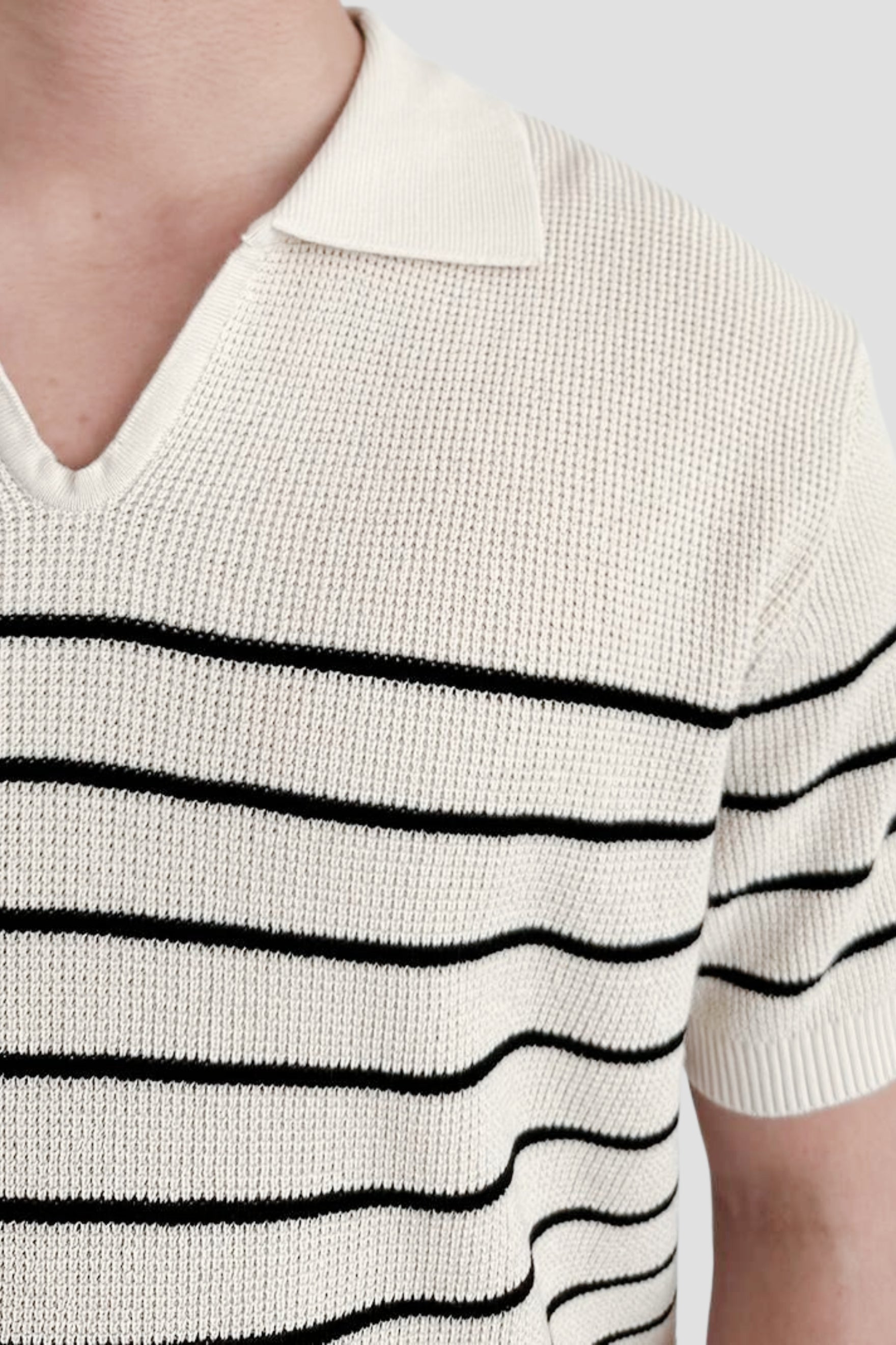 Men's Short Sleeve Polo Shirt Striped Casual Relaxed Top