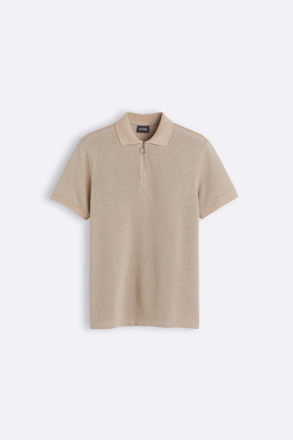 Men's Comfortable Knitted Polo Shirt Short Zip Collar