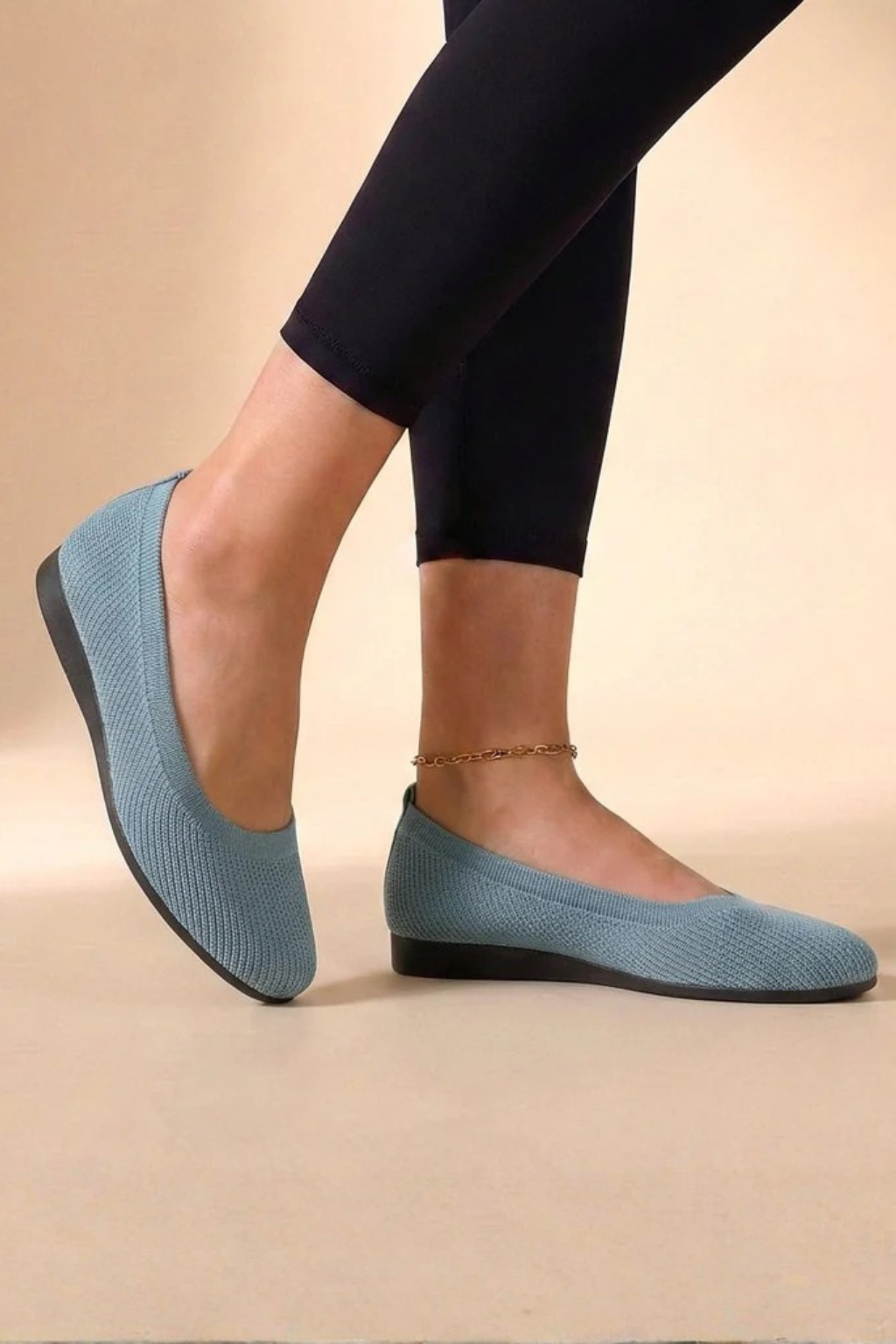 Women's Knit Slip On Ballet Flats Round Toe Comfortable Shoes