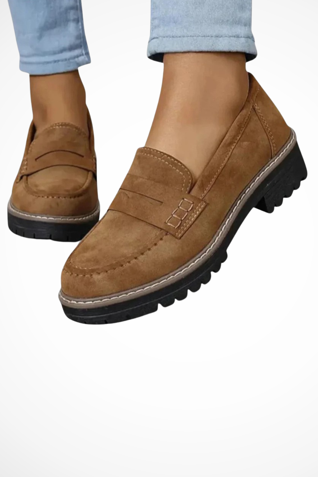 Women's Chunky Sole Ballet Flats Slip-On Shoes Loafer Style