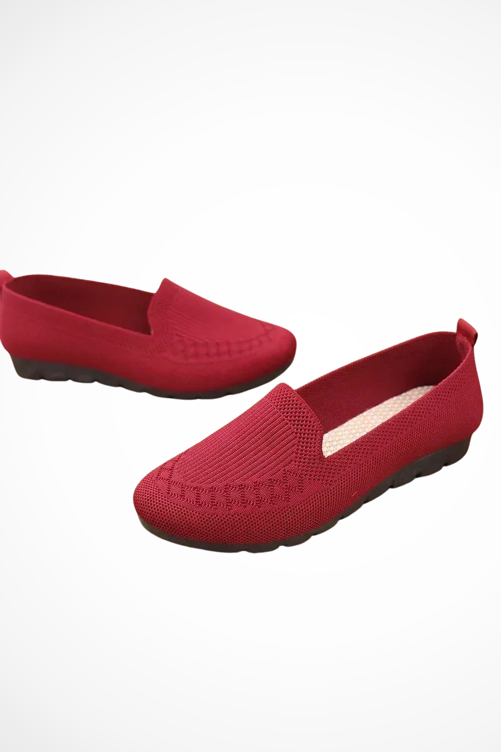 Women's Round Toe Knit Slip On Ballet Flats Casual Shoes