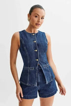Women's Denim Set Casual Comfort 2 Piece Matching Outfit