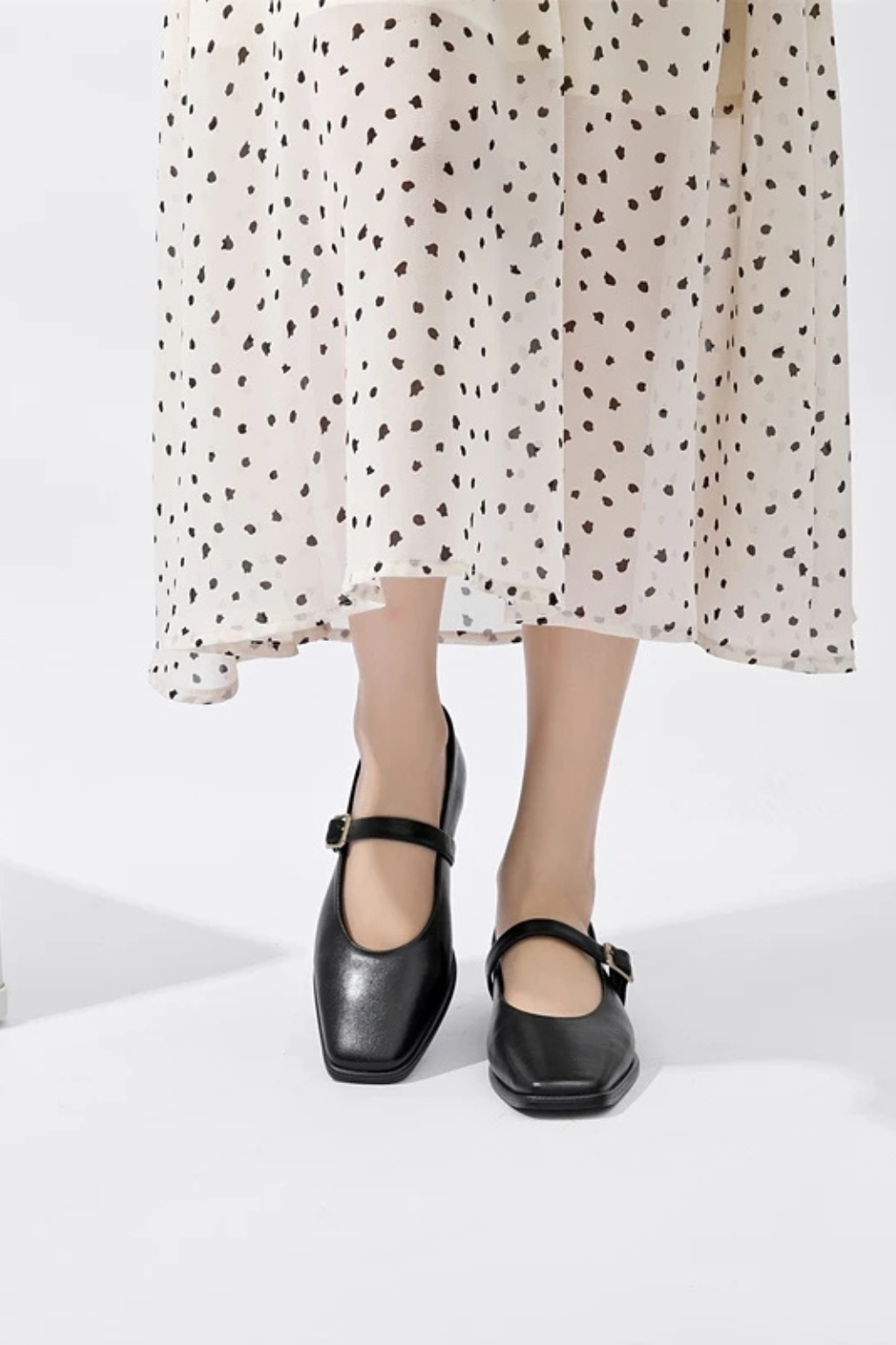 Women's Square Toe Mary Jane Ballet Flats Buckle Strap