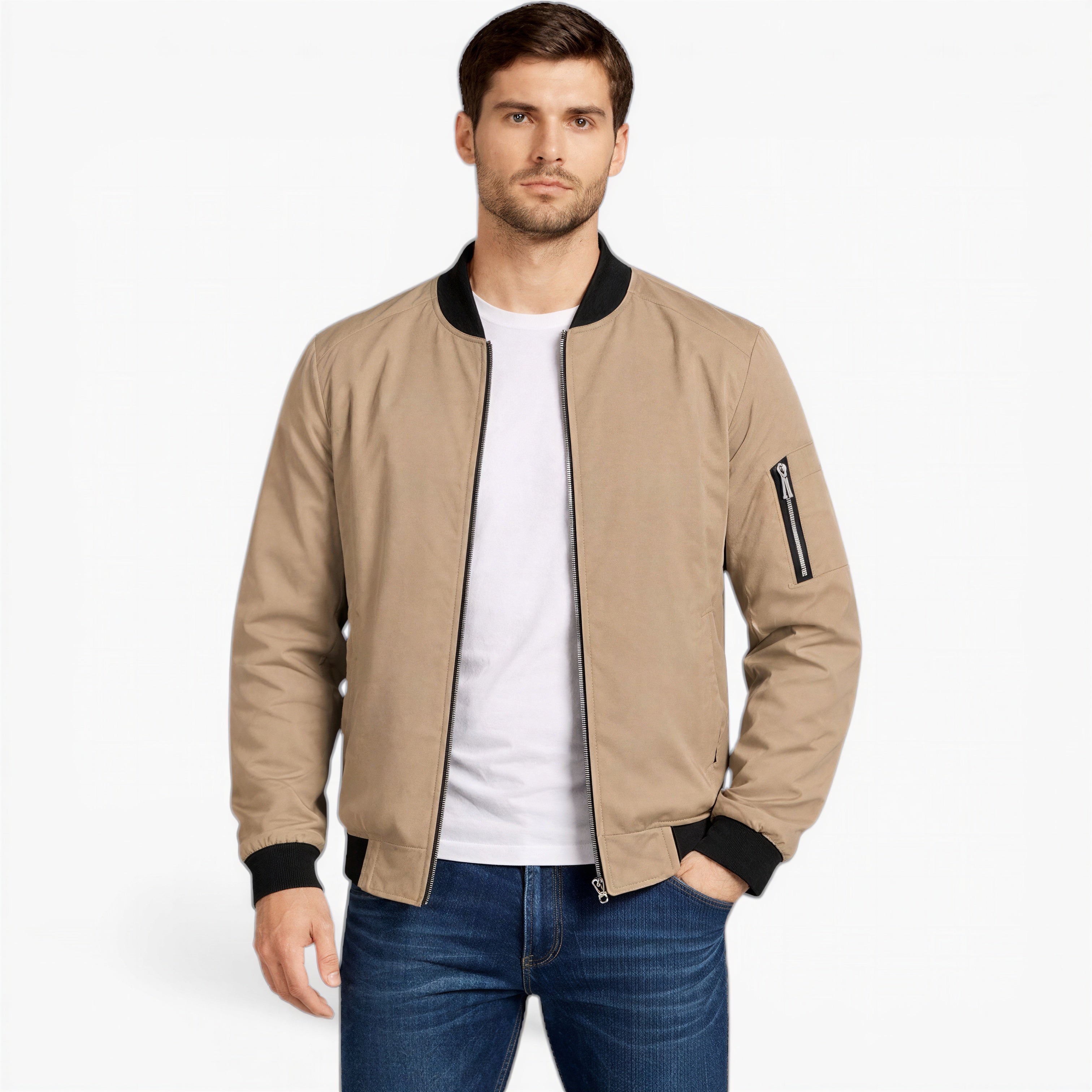 Men’s Classic Bomber Jacket Wind-Resistant Casual Outerwear