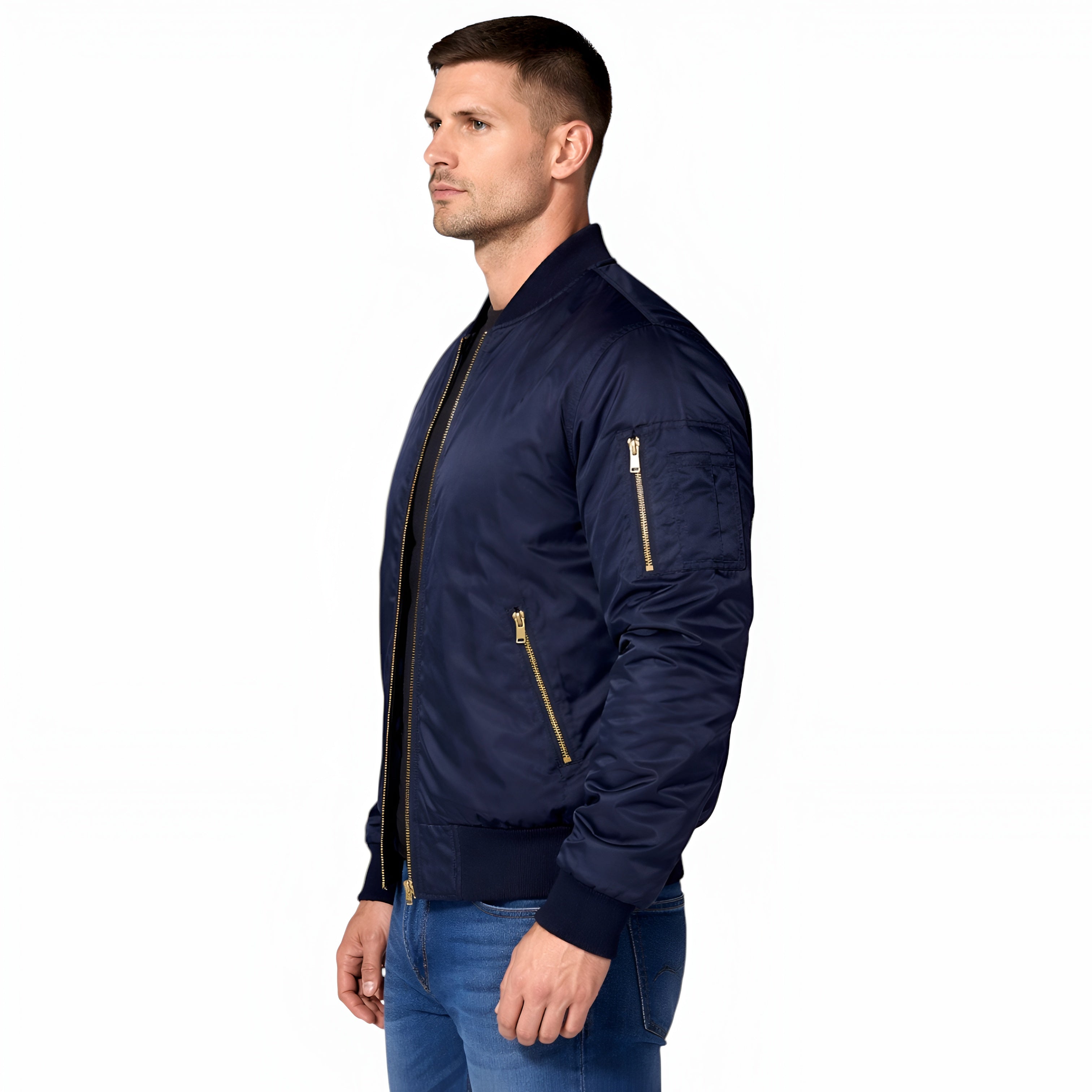 Men's Lightweight Bomber Jacket Ribbed Fit Everyday Comfort