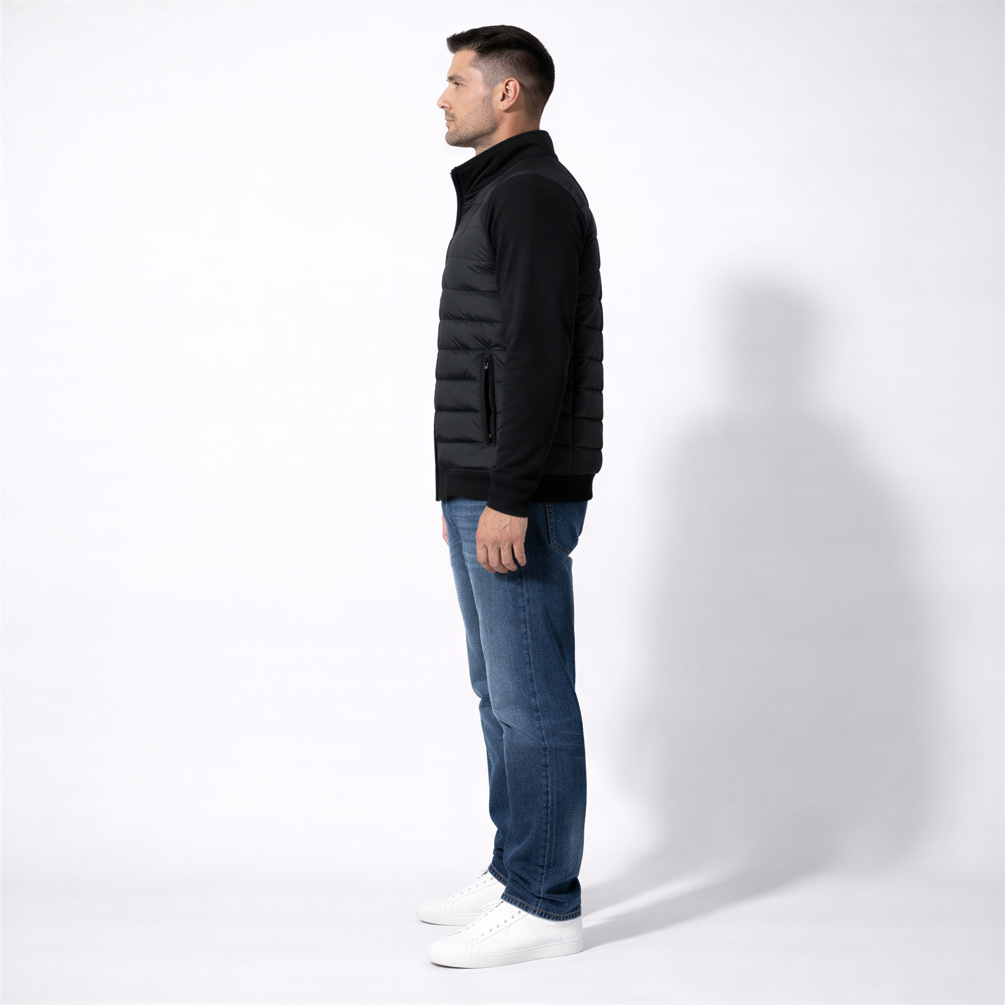 Men’s Classic Quilted Jacket with Flexible Sleeve Design