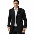 Men’s Longline Trench Coat Classic Structured Transitional Fit