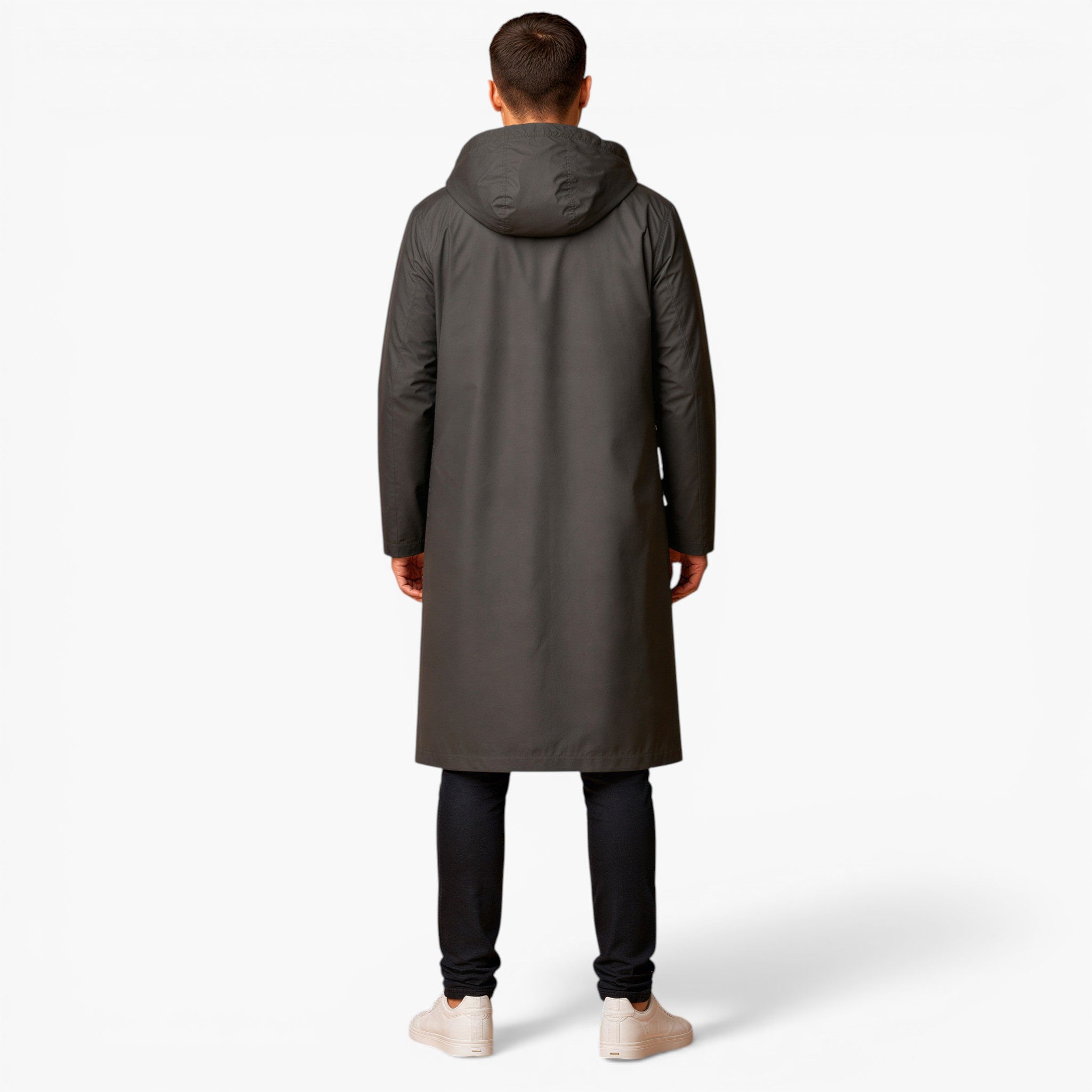 Men’s Long Waterproof Raincoat Classic Hooded All Season Jacket