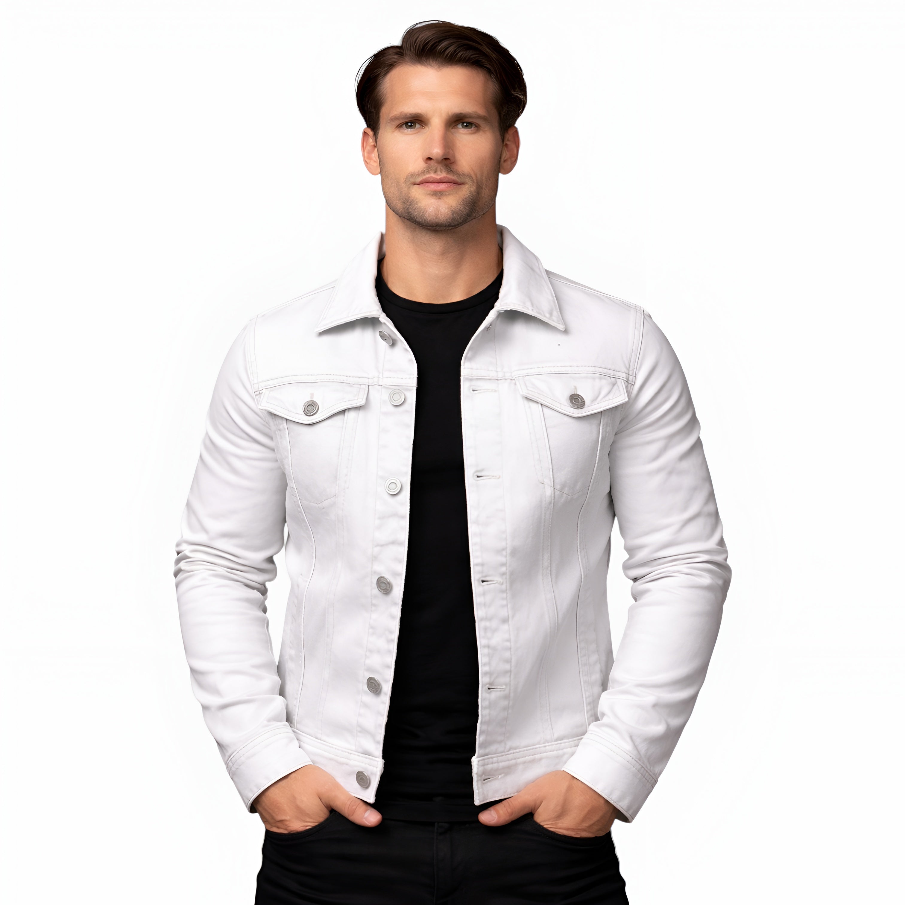 Men’s Classic Denim Trucker Jacket Refined Structured Daily Wear