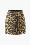 Women's High-Waisted Sequin Mini Skirt Leopard Print