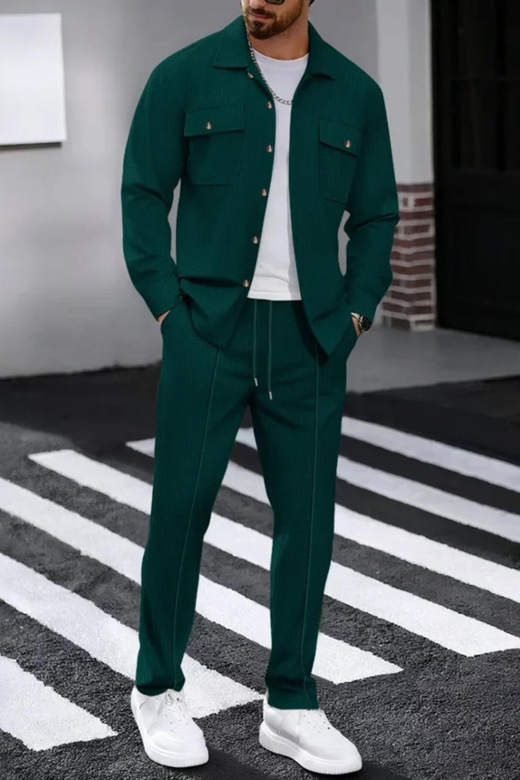 Men’s Two Piece Overshirt Set for Smart Casual Wear