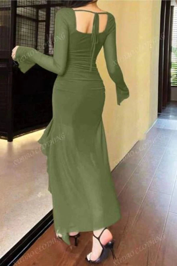 Women’s Long Sleeve Ruffle Dress Elegant Relaxed Fit