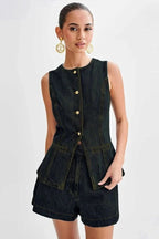 Women's Denim Set Casual Comfort 2 Piece Matching Outfit