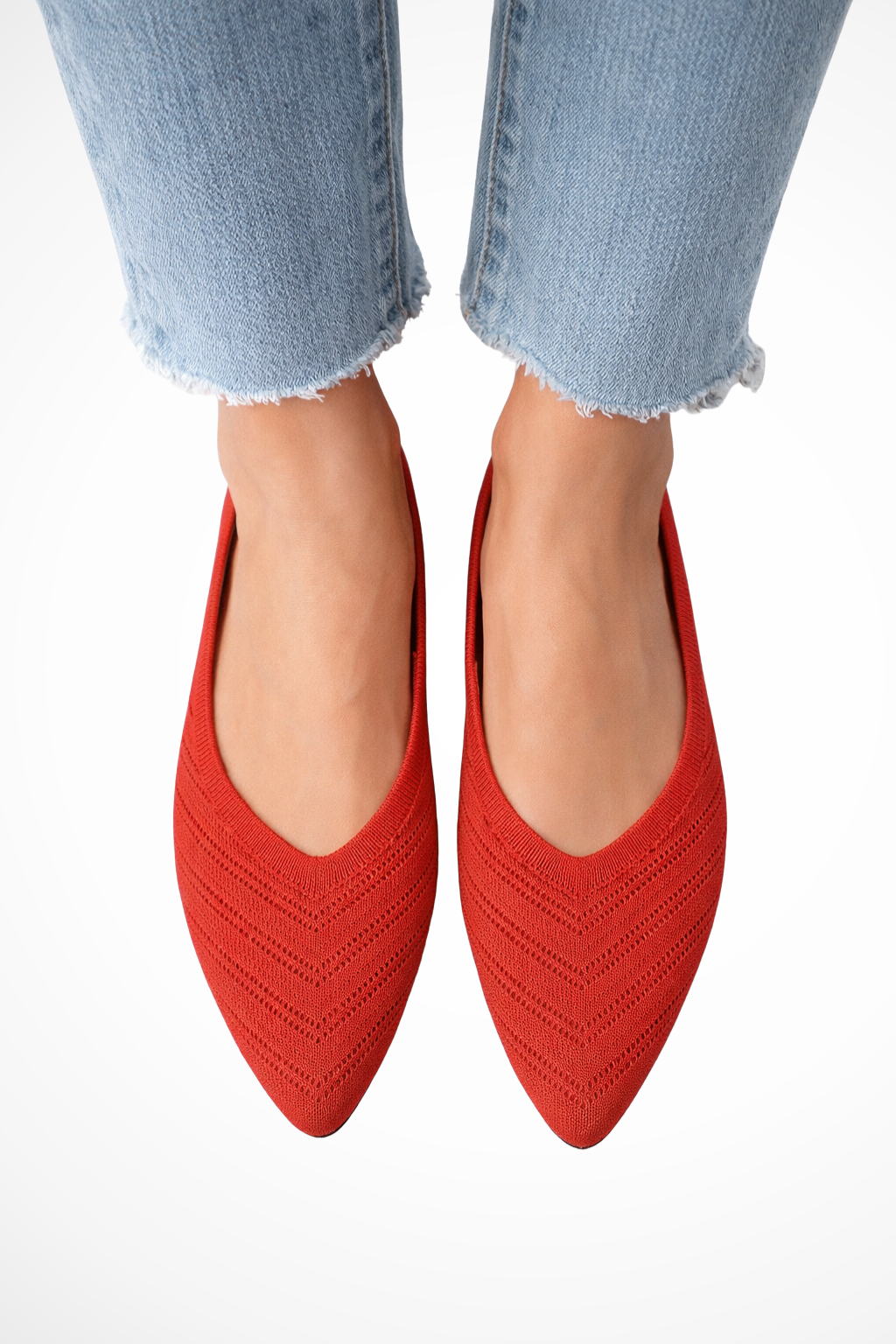 Women's Pointed Toe Knit Ballet Flats Slip On Casual Shoes