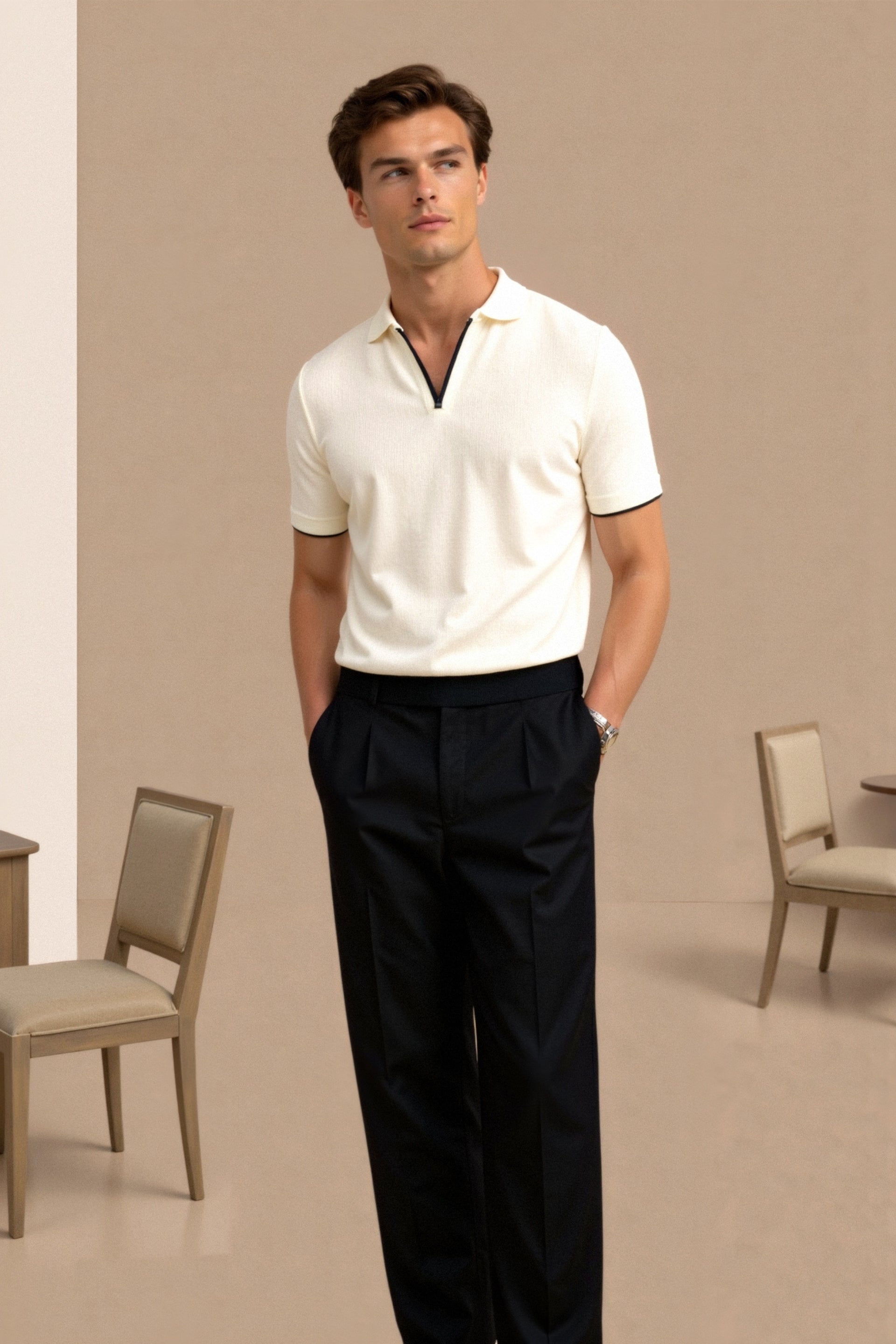 Men's Soft Comfortable Polo Shirt with Contrast Details