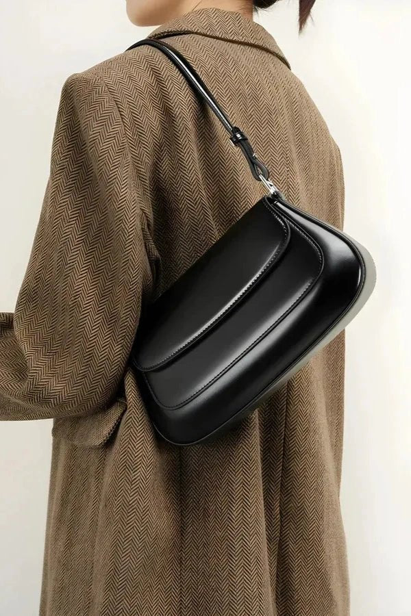 Women's Vegan Leather Handbag Vintage Compact Elegant Shoulder Bag