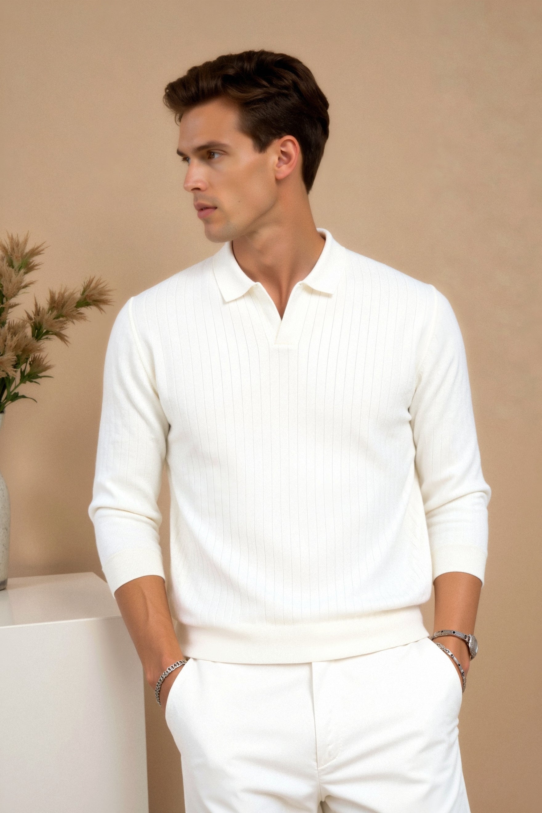 Men's Elegant Knitted Polo Shirt Comfortable Style Fit
