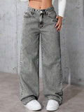Women's High-Waisted Wide-Leg Jeans Elegant Cotton Trousers