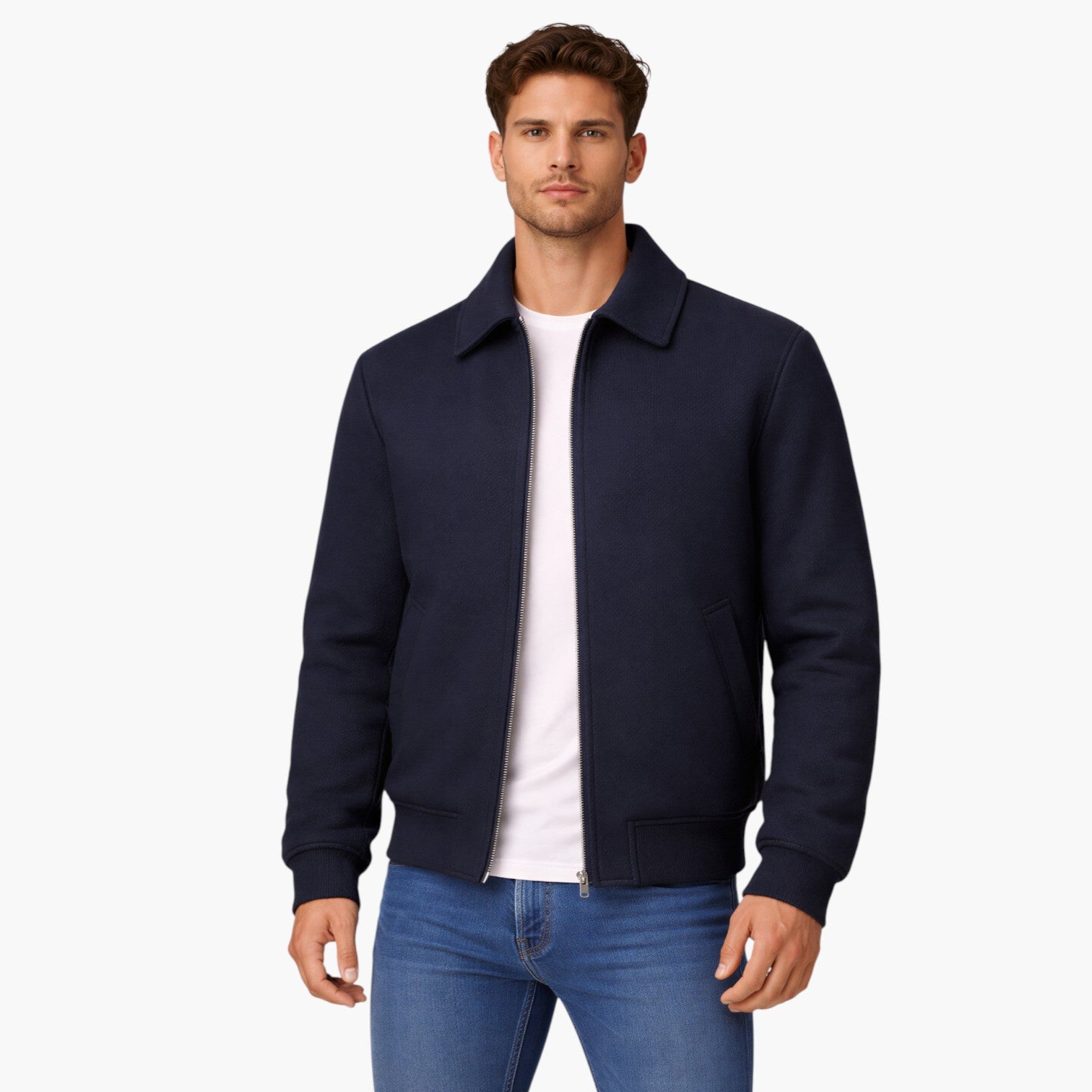 Men’s Elegant Bomber Jacket Classic Fit Lightweight Outerwear