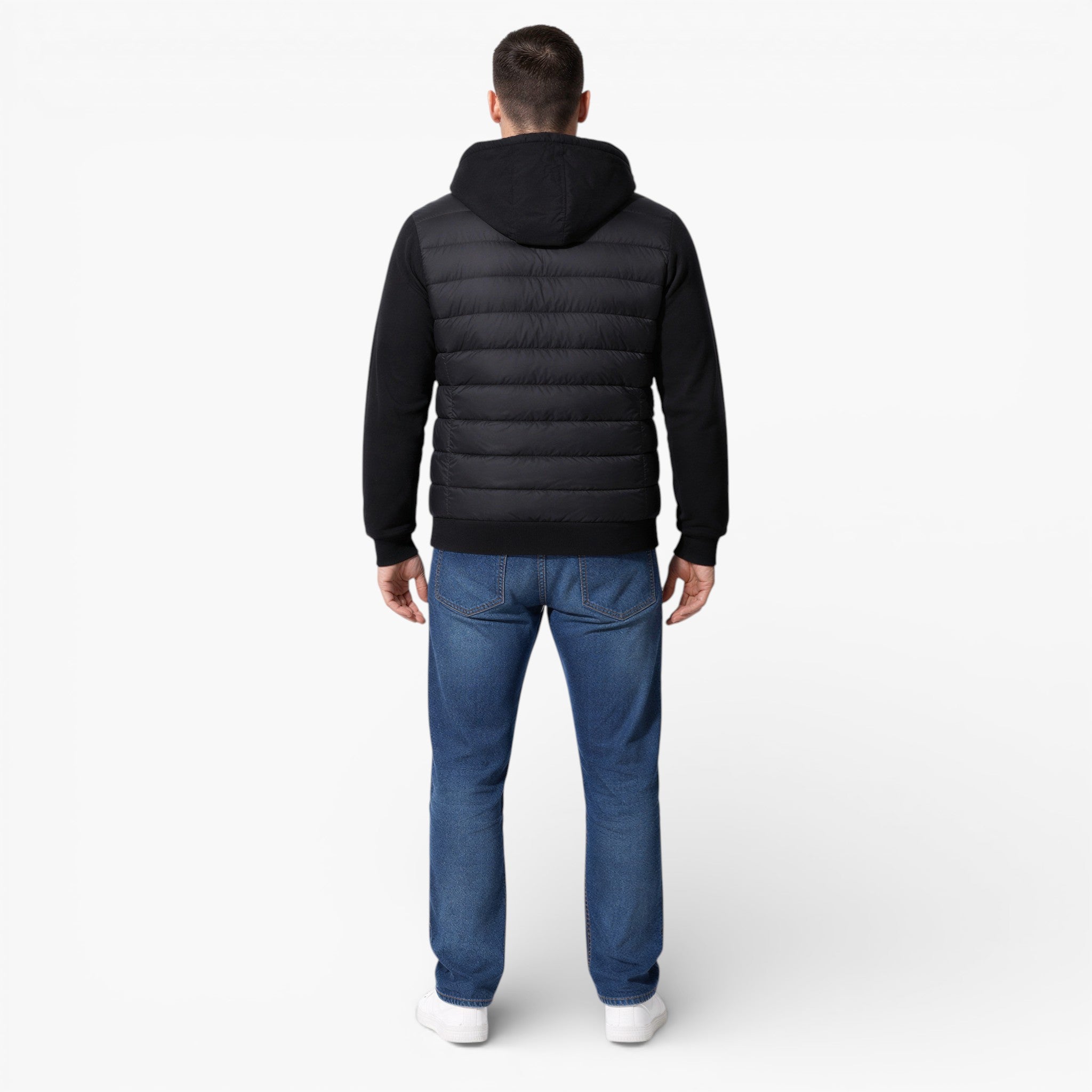 Men’s Classic Quilted Hooded Jacket with Refined Knit Sleeves