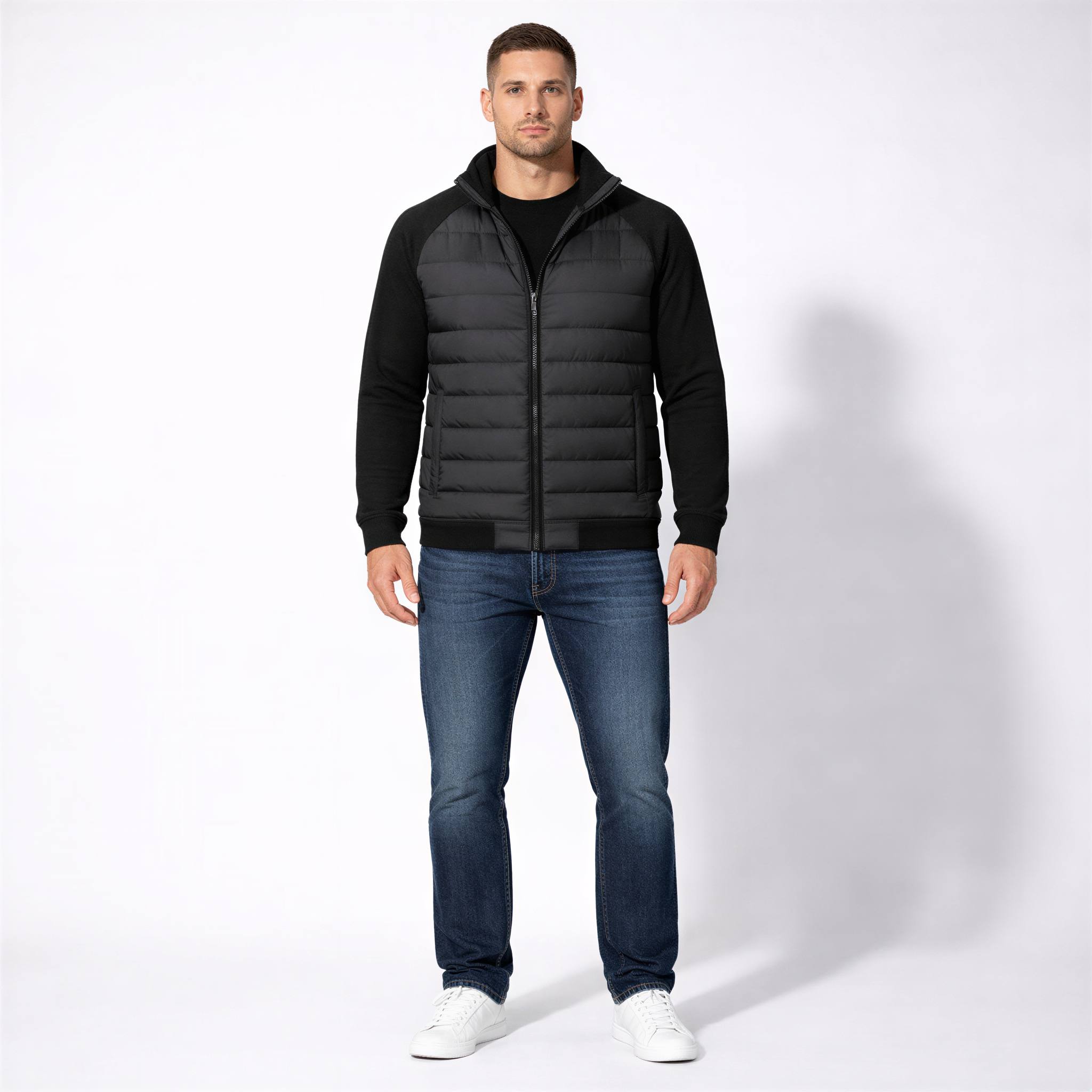 Men’s Classic Quilted Jacket with Flexible Sleeve Design