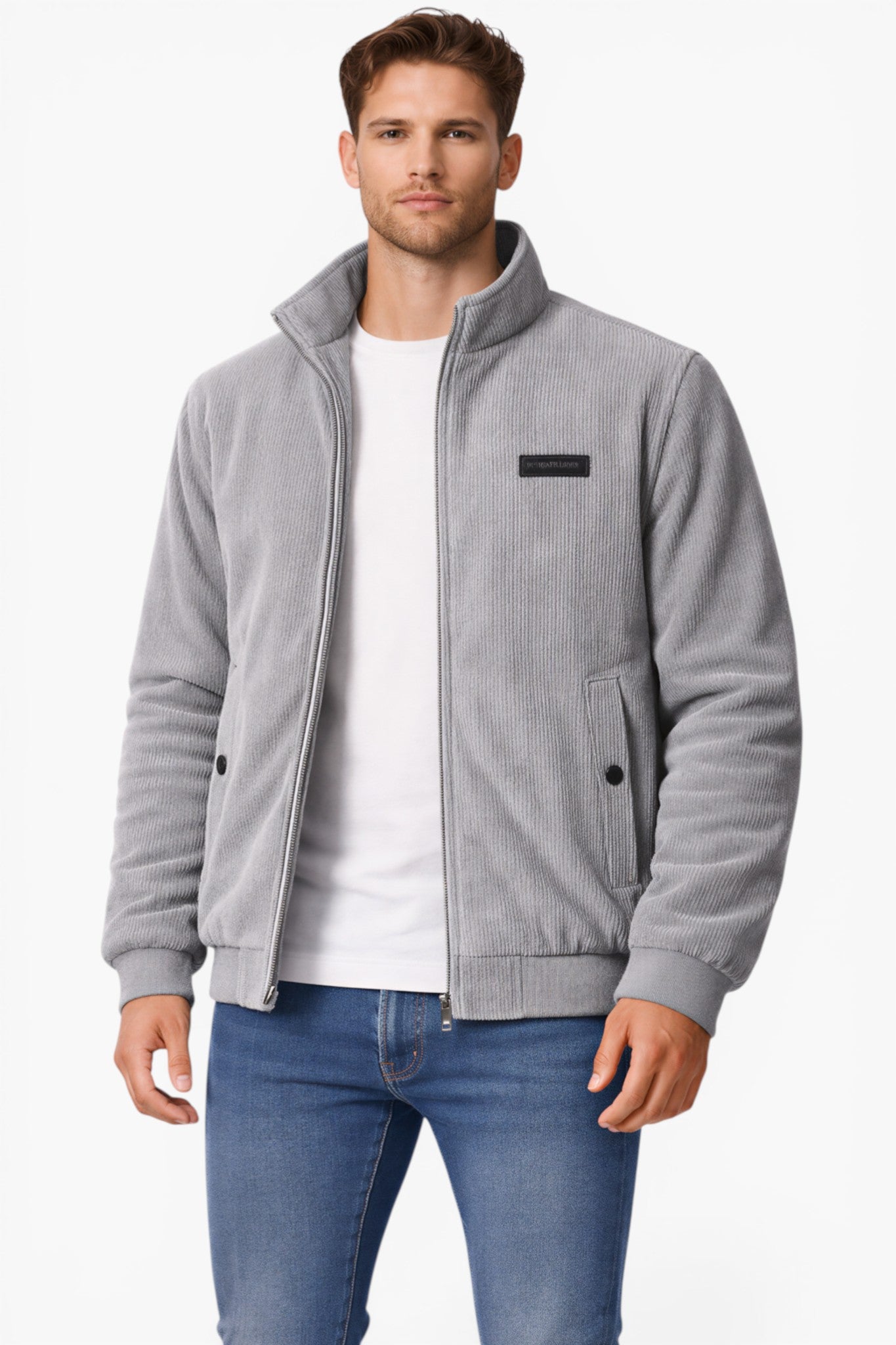 Men’s Fleece Lined Corduroy Jacket Warmth Comfort Stand Collar