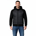 Men’s Classic Hooded Puffer Jacket with Knit Sleeve Design