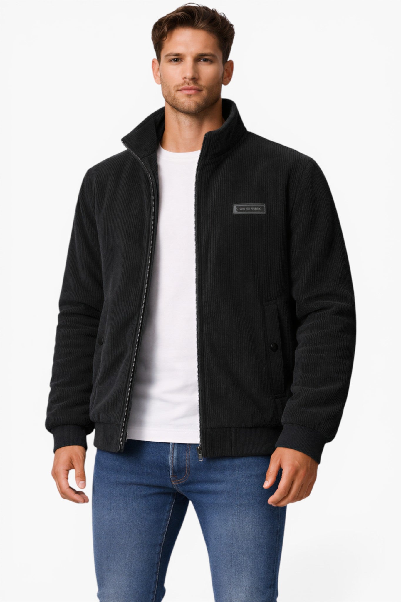 Men’s Fleece Lined Corduroy Jacket Warmth Comfort Stand Collar