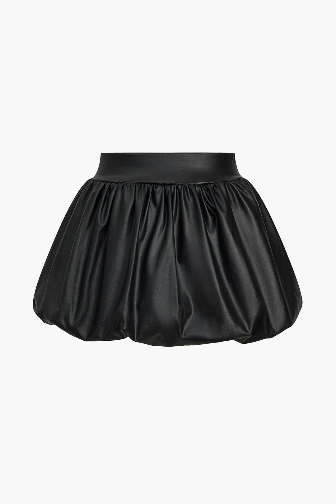 Women's High Waist Balloon Skirt Glossy Faux Leather