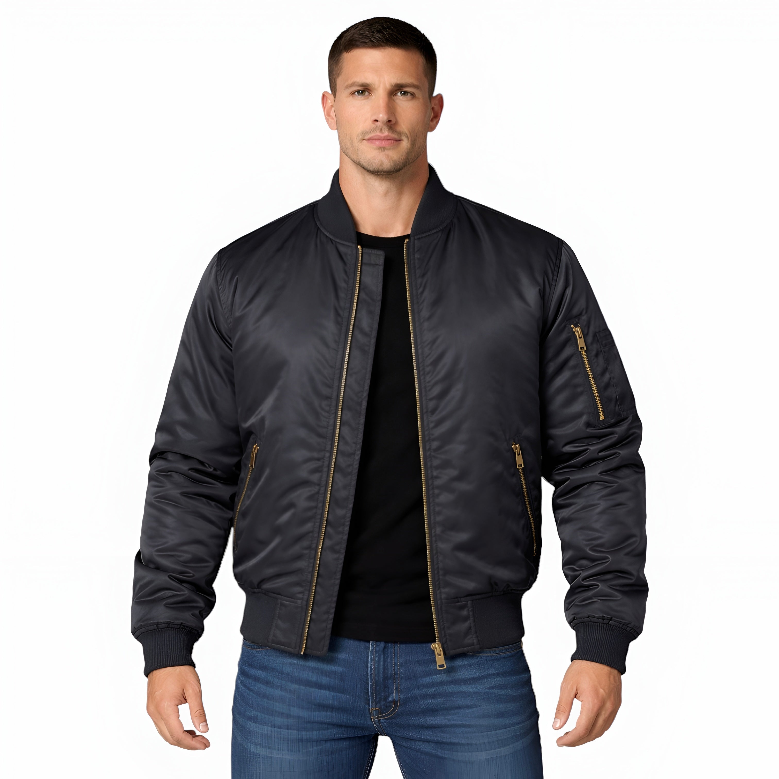 Men's Lightweight Bomber Jacket Ribbed Fit Everyday Comfort