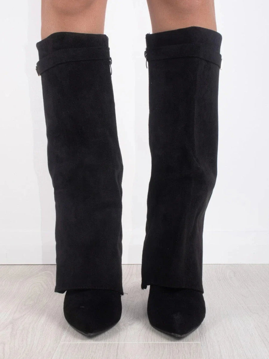 Women’s Thigh High Boots Vegan Leather Buckle Detail