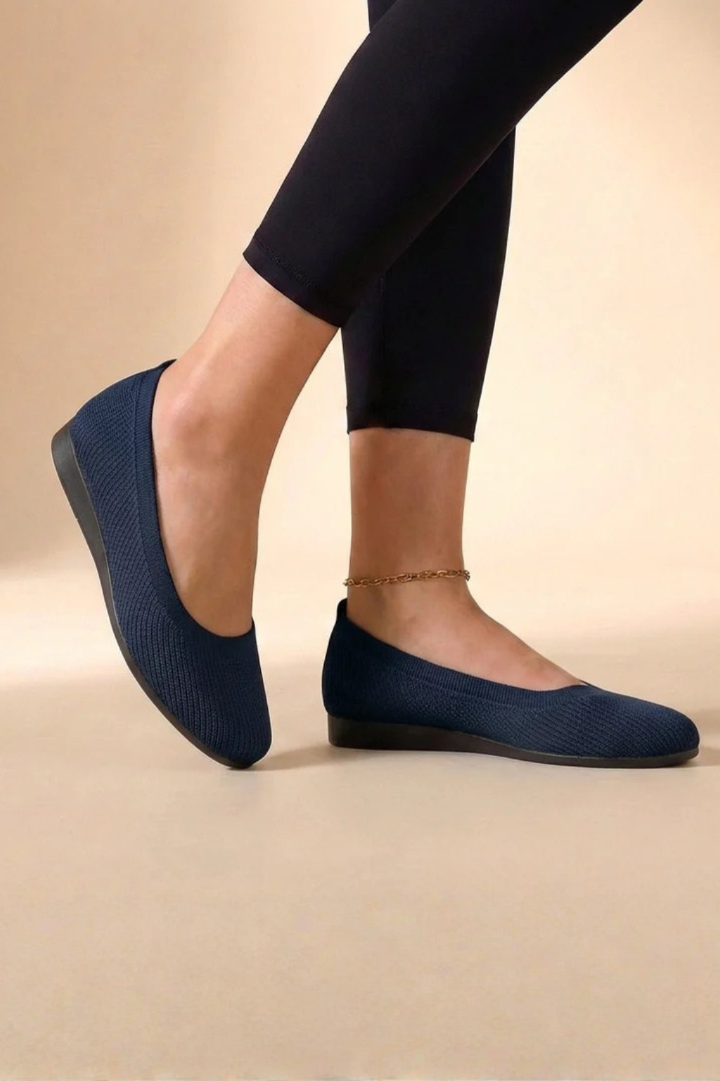 Women's Knit Slip On Ballet Flats Round Toe Comfortable Shoes