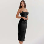 Women's Elegant Satin Mini Dress Strapless Fit