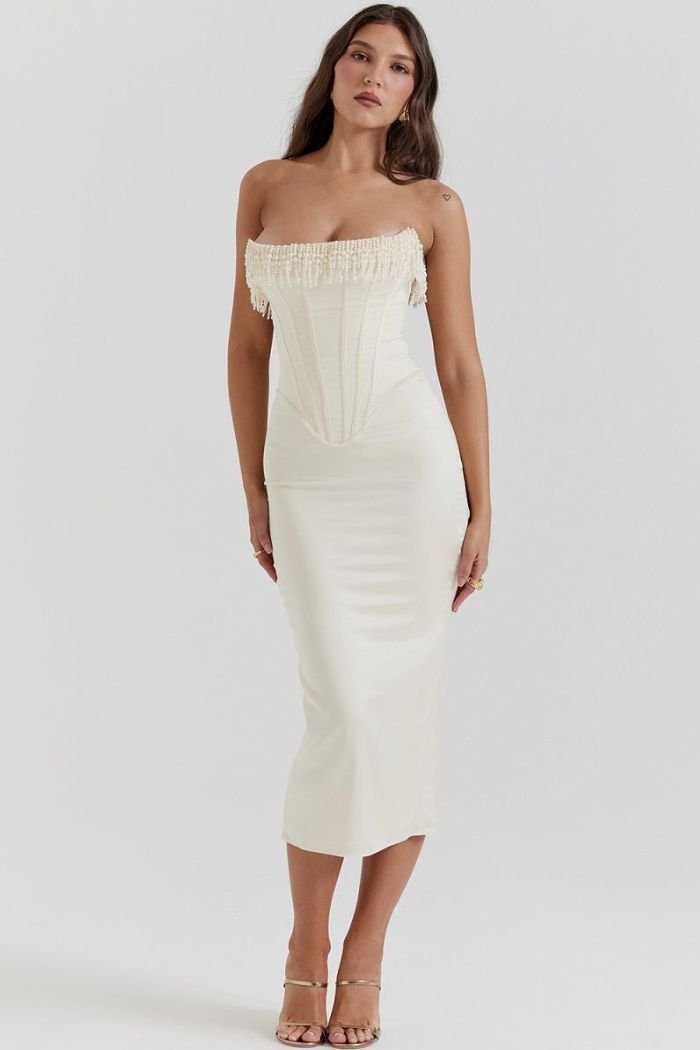 Women's Elegant Satin Mini Dress Strapless Fit