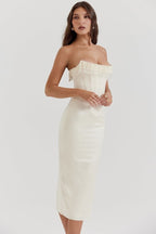 Women's Elegant Satin Mini Dress Strapless Fit