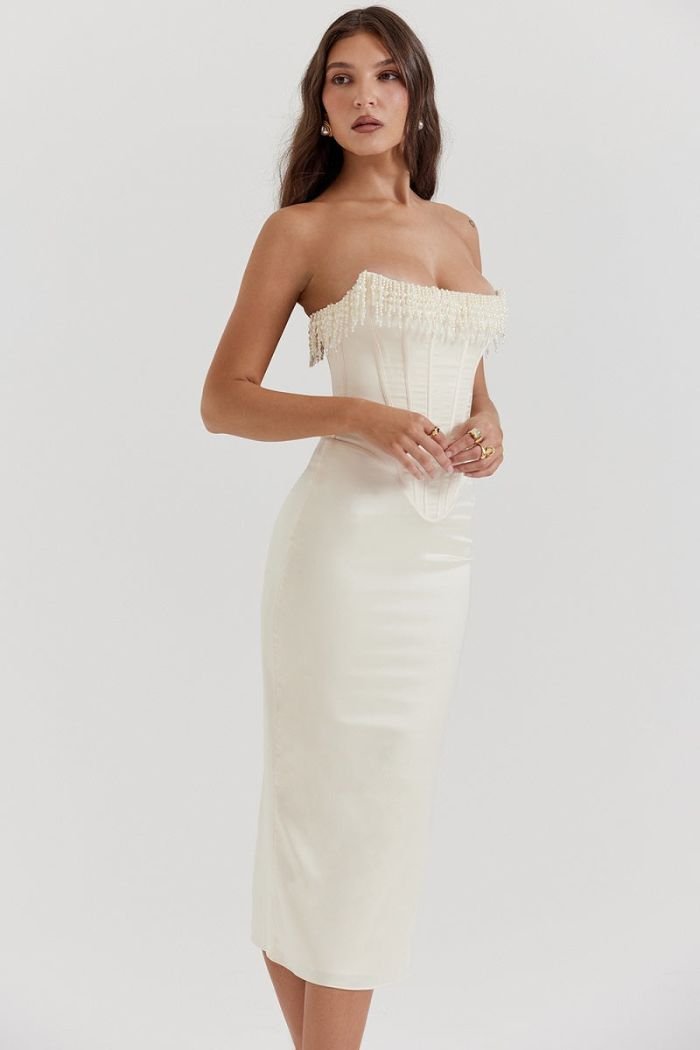 Women's Elegant Satin Mini Dress Strapless Fit