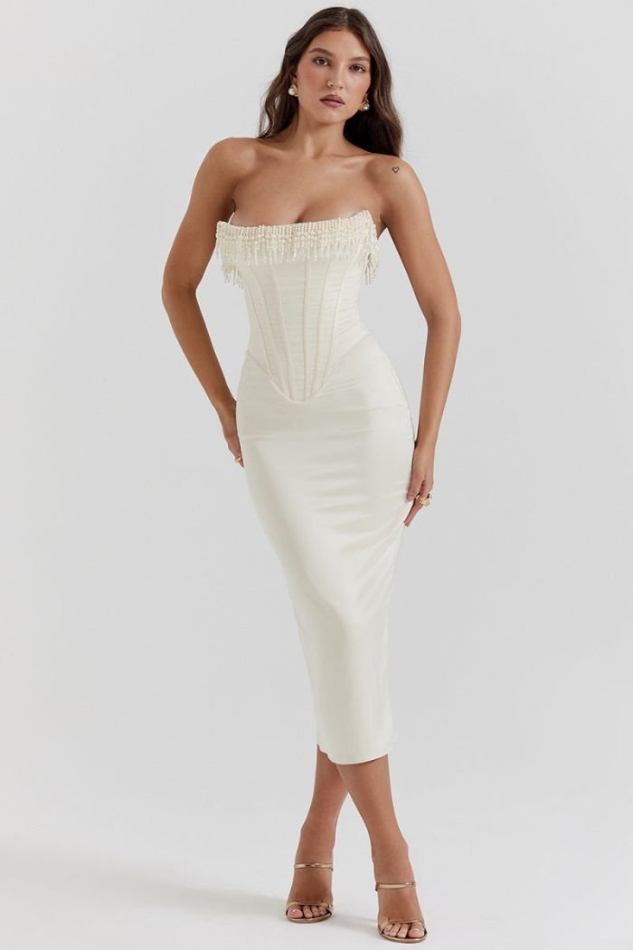 Women's Elegant Satin Mini Dress Strapless Fit